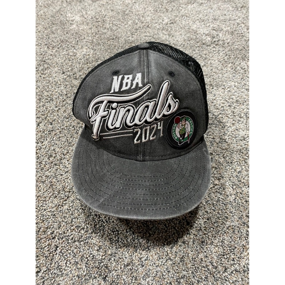 New Era Hat NBA Finals 2024 Boston Celtics OSFM Grey Excellent Trucker Snapback